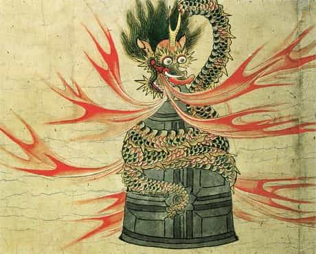 Kiyohime Kiyohime en serpent enroulée autour de la cloche d'Anchin